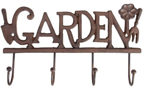 Esschert Design LH99 Haken Garden 4er Set, Gusseisen, braun, 30 x 5,5 x 17,6 cm