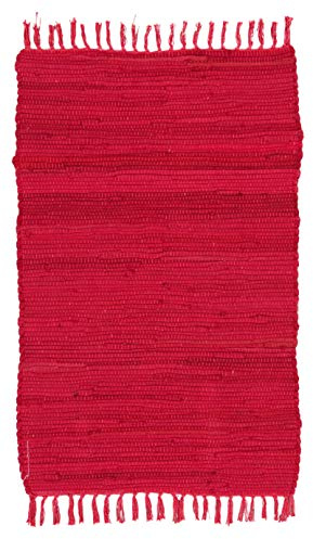 ABC Italia Italia Fleckerlteppich Läufer Reine Baumwolle 30C In Waschmaschine Waschbar, Größe:60 x 100 cm, Farbe: Rot