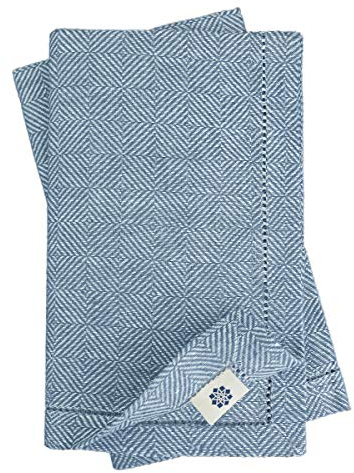 Linen & Cotton Qualität 4 x Stoffservietten Servietten Stoff Leinenservietten Scandi mit Hohlsaum - 100% Leinen, Dunkelblau (44 x 44cm) Modern für Hochzeit Gastronomie Hotel Restaurant Cafe Dinner