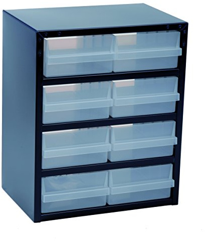 raaco 137584 250/8-2 Casier avec 8 tiroirs, Bleu/transparent