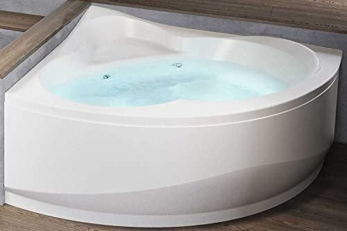 Novellini Una Vasca da Bagno Hydro 135x135 H55 cm Idro 6 Jet Forma Esterna Semicircolare Simmetrica Interna Ovale Angolare Reversibile Telaio Pannello Display Colonna Acrilico Bianco Lucido