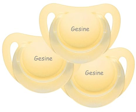 Namensschnuller - NUK Starlight Schnuller mit Namen - Silikon Größe 1 - gelb - 3er Set
