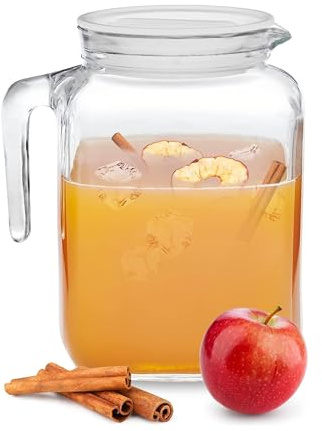 Bormioli Rocco Hermetic Seal Pitcher With Lid and Spout [68 Ounce] for Homemade Juice & Iced Tea or for Glass Milk Bottles, Clear