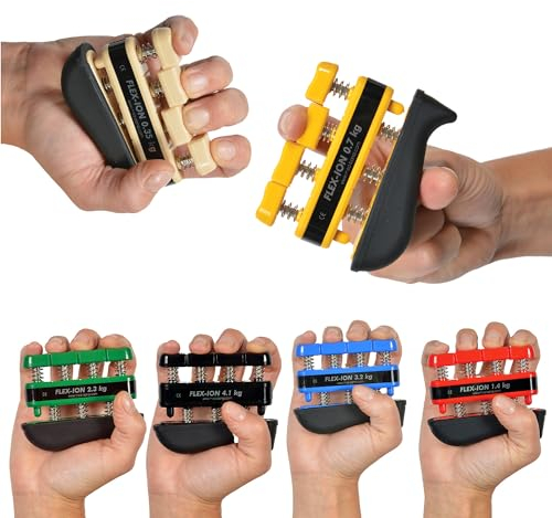 Handtrainer Flex-Ion | Fingerhantel für gezieltes Training einzelner Finger | Stärkung von Kraft und Koordination im Unterarm | Fitness, Therapie und Reha | Ergonomische Form | 94x74x24 mm | 230 g