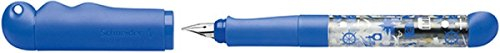 Schneider Füller Base Kid (Schreiblernfüller für Linkshänder mit druckstabiler Anfängerfeder, Made in Germany, Motiv: Pirat) blau-transparent