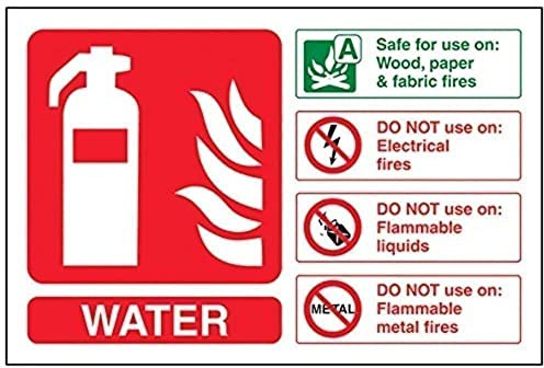 V Safety Water Id Fire Extinguisher Sign - 150mm x 100mm - 1mm Rigid Plastic
