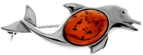 SilverAmber Damen-Brosche 925 Silber mit Bernstein - 4009