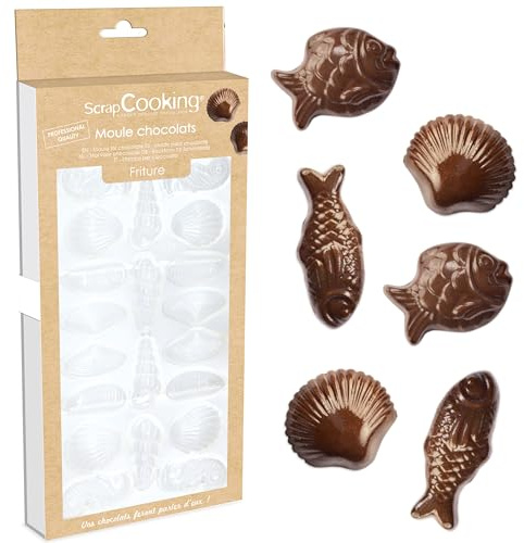 ScrapCooking - Moule Rigide Fritures en Chocolat - Moule Chocolats Friture Pâques 3D - Accessoire Pâtisserie de Qualité Professionnelle - Poissons Coquilllages - Transparent - 6750