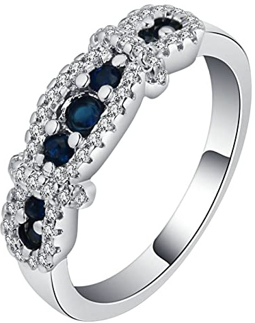 Womens Rings,Round with Cubic Zirconia Blue Woman Ring Womens Wedding Bands Ring Size L 1/2-T 1/2