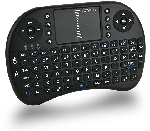 Tonbux 2.4GHz Mini Wireless QWERTY Keyboard, TouchPad Combo, Multimedia, PC Gaming, Rechargeable Battery, Black, Perfect for PC, Pad, Android TV Box, Google TV Box, Xbox360, PS3, HTPC/IPTV
