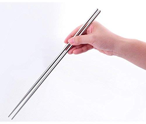 Cooking Chopsticks 2 Pair 39cm Lengthen Stainless Steel Noodles Chopsticks No Paint Metallic Hot Pot Chopsticks (Stainless_Steel)