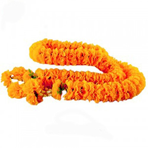 GoodGoodsBangkok Muay Thai Phuangmalai Girlande Thai Künstliche Gelbe Ringelblume Girlande Ringelblume Blumen Künstliche Blumen Gefälschte (1m, 2m) (Länge 200cm)