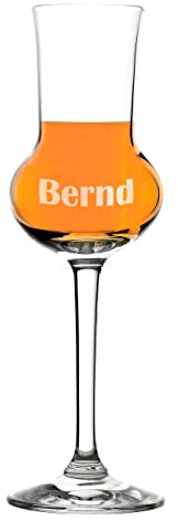 Herz & Heim® Graviertes Grappaglas mit edler Gratis Gravur des Namens Schrift fett