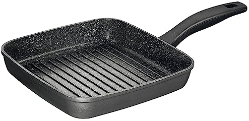 STONELINE Poêle Grill 26x26 cm, Cuisson sans Huile ni Graisse, adaptée à l'Induction, Revêtement Antiadhésif avec de vraies particules de pierre