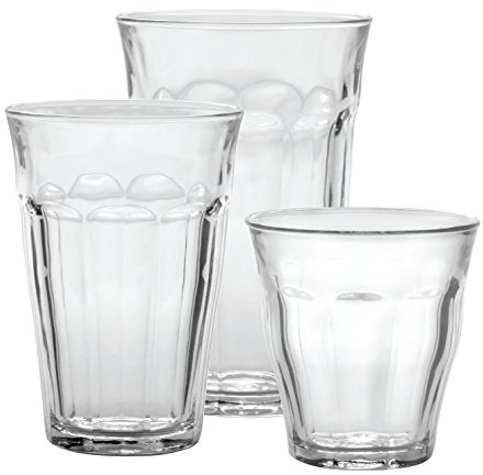 Duralex Made In France Picardie 18-Piece Clear Drinking Glasses & Tumbler Set: Set includes: (6) 8-3/4 oz, (6) 12-5/8 oz, (6) 16-7/8 oz by Duralex