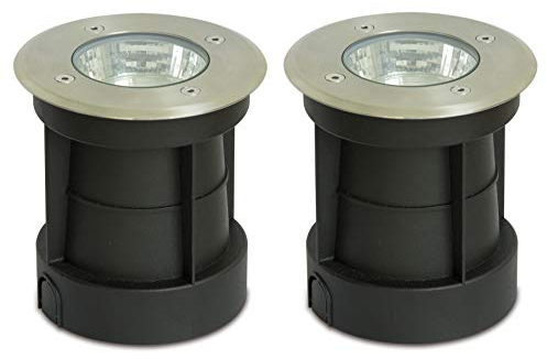 Trango 2er Pack IP65 Außen Bodeneinbaustrahler 3083R*2 Bodeneinbauleuchte, Bodenlampe, Wegbeleuchtung aus Edelstahl rostfrei Rund, bis zu 800kg belastbar ohne Leuchtmittel
