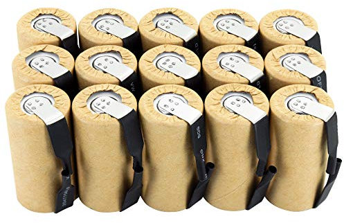 Box of 15 pcs Tenergy NiCd SubC 2200mAh Paper Wrapped Rechargeable Batteries with Tabs