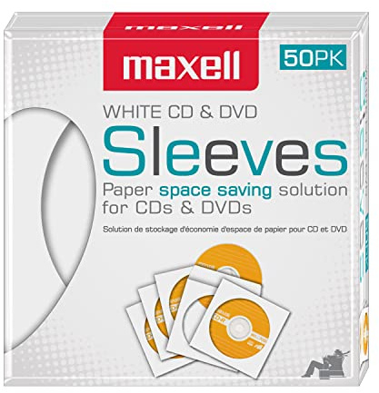 Maxell 190135 CD-/DVD-Papierhüllen, blanko, weiß, 50 Stück