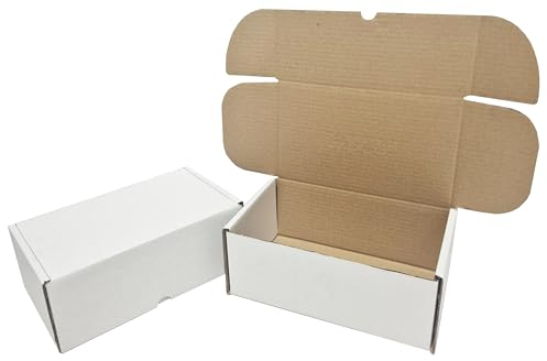 Pack of 50 Die Cut Postal Mailing Cardboard Boxes White (250 x 150 x 100mm)