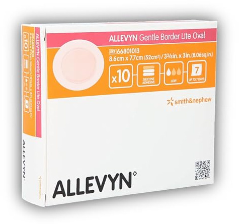 ALLEVYN Gentle Border Lite oval Verband, 8,6 x 7,7 cm , 10 DRESSINGS , 10 Stück (1er Pack)