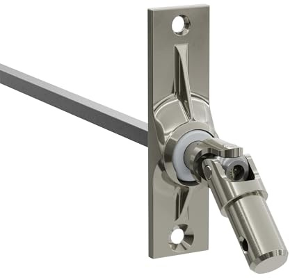 DIWARO.® | Rolladen Gelenklager G001, 45 Grad Umlenkung, Grundplatte 22 x 85 mm mit 2 Befestigungslöcher, Kurbelzapfen Anschluss 12,9 mm, Antrieb zum Rolladengetriebe 6 mm Vierkant