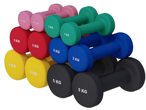 GORILLA SPORTS® Neopren Kurzhanteln 0,5–5 kg, 2er Set oder 31-kg-Set | Rutschfeste Gymnastikhanteln mit abgerundeten Kanten; Hanteln, Gewichte, Hantelset, Dumbbells, Hantelbaum, Kurzhantelständer