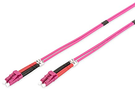 DIGITUS DK-2533-07-4 – Glasfaserkabel OM4 – 7 m – LC zu LC – Duplex LWL Kabel – 1/10/40/100 Gbit/s – MM Multimode Glasfaser LAN Kabel – Fasertyp: 50/125 µ – Violett (Violet)