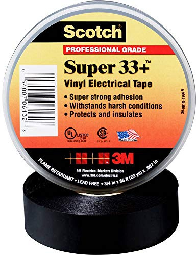 ruban adhésif vinyle scotch - 3m super 33+ - 19 mm x 33 mètres - 3m 80282