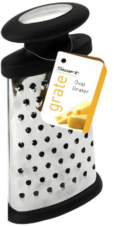 Dexam Soft Grip Oval Grater with Non-Slip Base, Silver, 23 cm/ 9-inch
