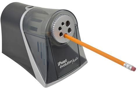 Westcott iPoint Evolution Axis Heavy Duty Electric Pencil Sharpener for Classroom, Black and Silver