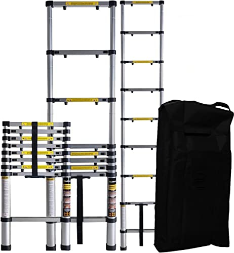 𝐂𝐑𝐀𝐅𝐓𝐅𝐔𝐋𝐋 Aluminium Teleskopleiter CF-101A | 𝟑 𝐉𝐀𝐇𝐑𝐄 𝐆𝐀𝐑𝐀𝐍𝐓𝐈𝐄 - Trittleiter - Leiter ausziehbar - Stehleiter - Ausziehleiter - Alu Anlegeleiter mit Tragetasche (2.6 Meter)