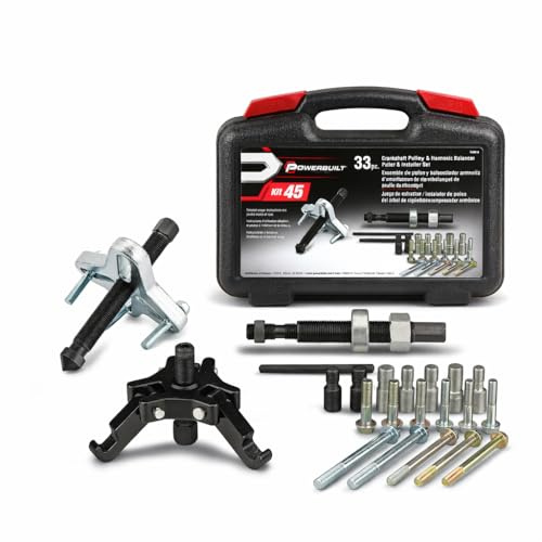 Powerbuilt Harmonic Balancer and Pulley Installer Tool Kit, 33 Piece, Crankshaft Pulley, Remove and Install, Storage Case - 648616