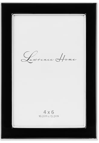 Lawrence Frames Silver Plated Metal with Black Enamel Picture Frame, Black, 4x6