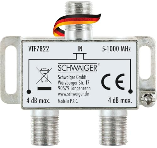 Schwaiger Verteiler 2-Fach, 5-1000MHz Silber