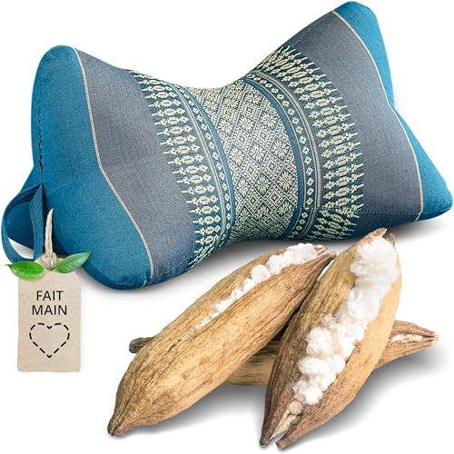 livasia Nackenstützkissen Knochenkissen - Ø 15x32cm - Nackenkissen Knochenform, Sofakissen, Lesekissen mit Kapok, Kissen für Garten und Balkon, Reisekissen handgefertigt (Hellblau)