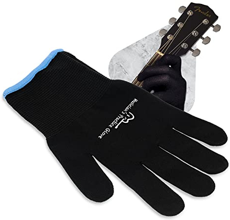 Gitarrenhandschuh Basshandschuh für Fingerspitzen von Musician Practice Handschuh - einfarbig SCHWARZ, WEISS und TAN - Größen XS, S, M, L, XL - Schnitte oder Blasen, schmerzende Fingerspitzen, medizinische Probleme