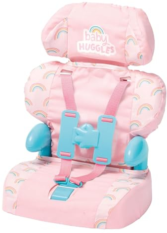 Casdon Baby Huggles Spielzeug – Rosa Sitzerhöhung – Autositz für Puppen mit verstellbarer Kopfstütze und Gurtsystem – Für Puppen bis zu 35 cm – Geeignet als Vorschulspielzeug – Für Kinder ab 3 Jahren