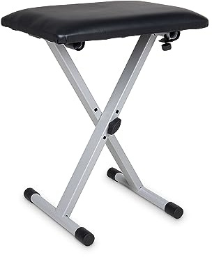 GEWA Panca per tastiera KB10SI, panca per pianoforte, panca per strumenti (costruita in robusto acciaio tubolare, regolabile in altezza, possibilità di postura ergonomica), grigio argento