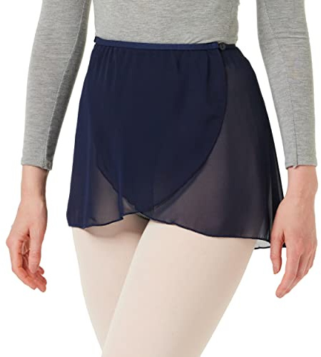 Capezio Chiffon Wrap Ballet Skirt, Elasticated Sheer Wrap Skirt for Ballet, Contemporary, Jazz, Lyrical Dance Costume for Women, CAD800, Navy, Adult Size Small