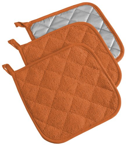DII Basic Terry Collection Quilted 100% Cotton, Potholder, Spice, 3 Piece