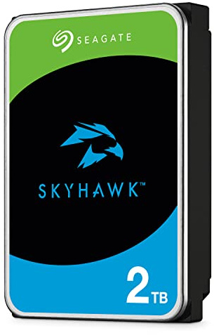 Seagate SkyHawk, 2 TB, Disco Duro Interno De Vigilancia, HDD, 3.5 SATA 6 GB/s, Caché 64 MB, DVR, Sistema de cámaras de seguridad NVR y 3 años de servicios Rescue (ST2000VX008)