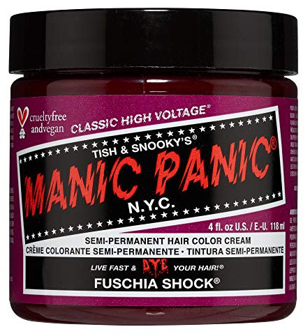 MANIC PANIC Classic Fuschia Shock Semi Permanent Hair Color - Dark Pink Hair Dye for Women & Men That Lasts 4-6 Weeks - Vegan, Ammonia & Cruelty-Free - Create & Mix Custom Shades (4oz)
