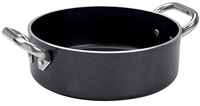 Pentole Agnelli, ALSA2106SS40, Casseruola Bassa Alblack Antiaderente Con 2 Maniglie Inox, Alluminio, Nero