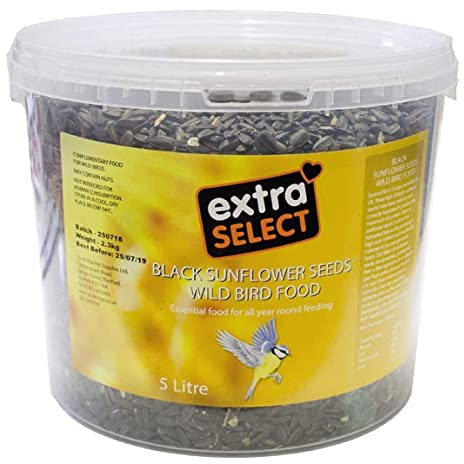 Extra Select Black Sunflower Seed Wild Bird Food, 5 Litre Tub