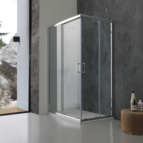 Kiamami Valentina - Paroi de douche 6 mm transparente 70x100 cm réversible avec profils en aluminium | Giada