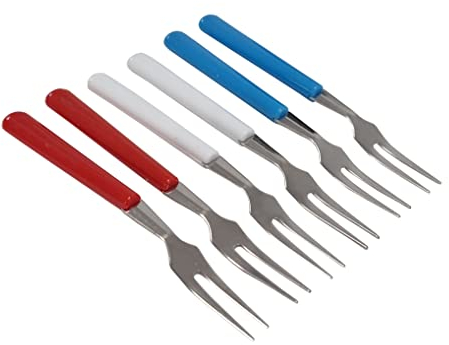 Komonee Pack of 6 Red White And Blue Cocktail Cake Pastry Mini Fruit Forks Great For Parties Street Party USA Independence Day GB Union Jack France Flag Colours Events