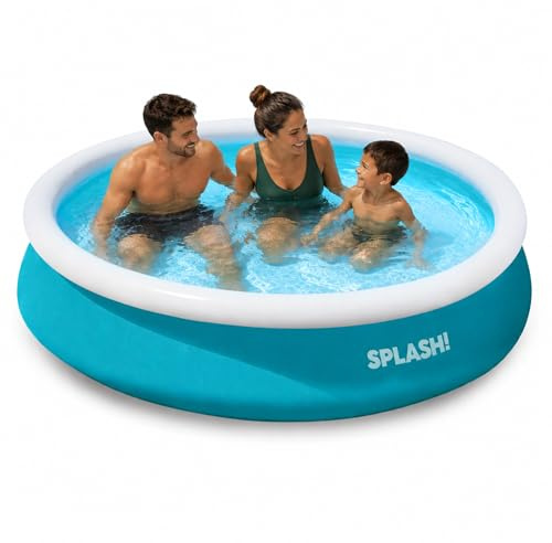 SPLASH! 8ft Inflatable Swimming Pool - Quick Set Inflatable Pool Garden with Double Vinyl Wall, Hose Adaptor, Safety Valve & Repair Patches - Outdoor Paddling Pool for Kids and Adults