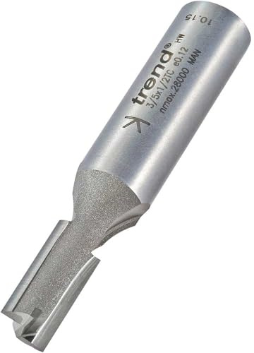 Trend Fraise droite à 2 flûtes, 9 mm, queue 1/2 pouce, carbure tungstène | Guide des rainures droites dans le bois pour une finition nette, avec embouts carbure tungstène 3/5X1/2TC