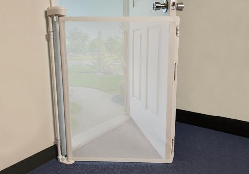 Bow Wow Barrier 28” White by Smart Retract: Retractable Door Barrier for Dogs and Cats