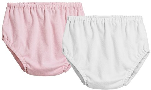 City Threads Baby Girls Boys Diaper Covers Bloomers Cotton Soft Comfortable Durable Made in USA 2-Pack, Pink & White, 0-3 months